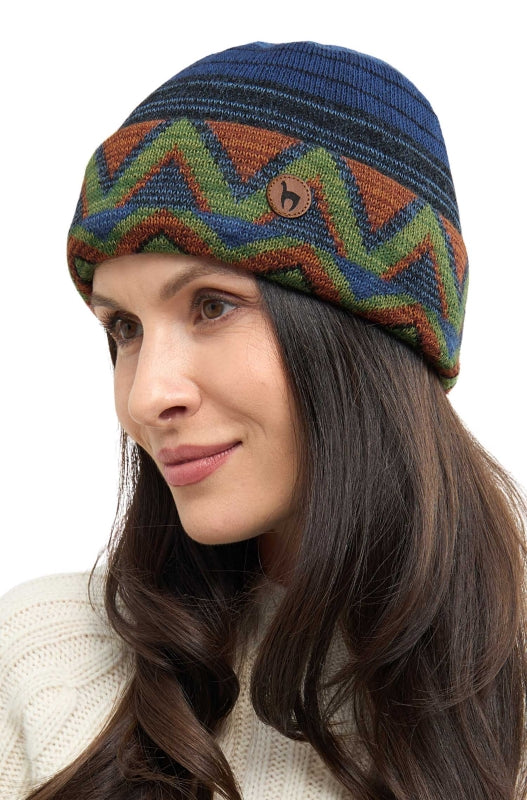 Colorful, reversible 100% baby alpaca wool hat