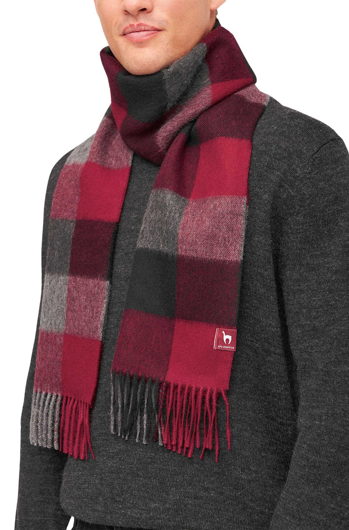 100% baby alpaca plaid wool scarf