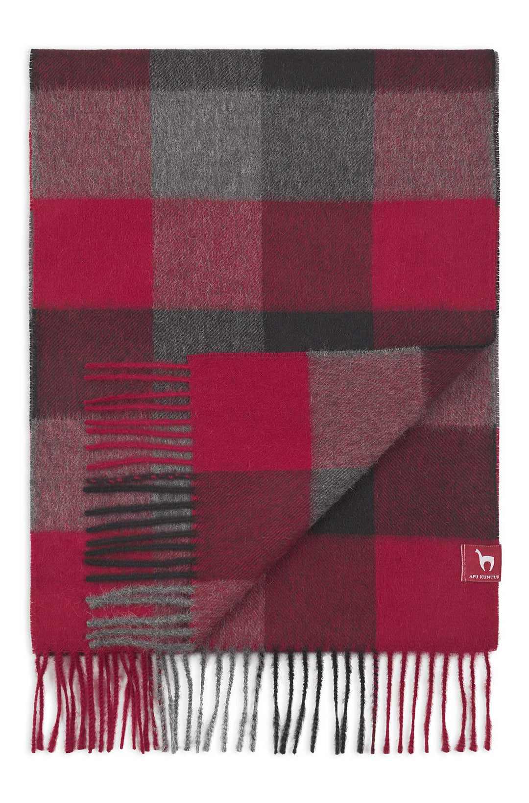 100% baby alpaca plaid wool scarf