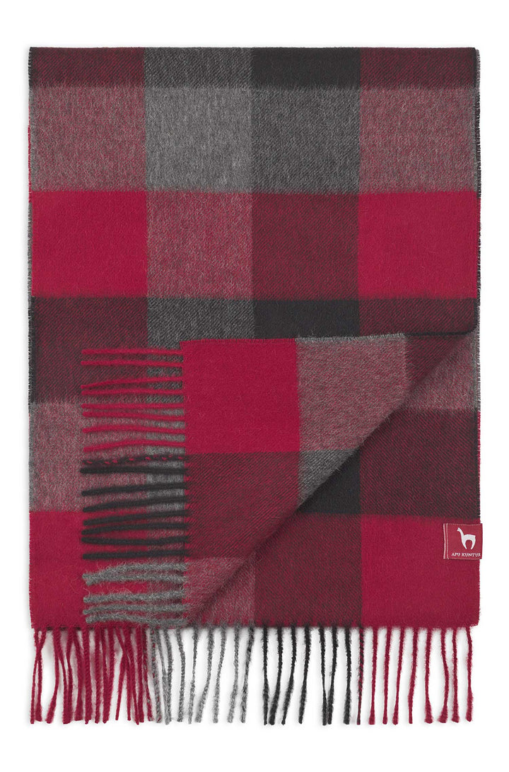 100% baby alpaca plaid wool scarf