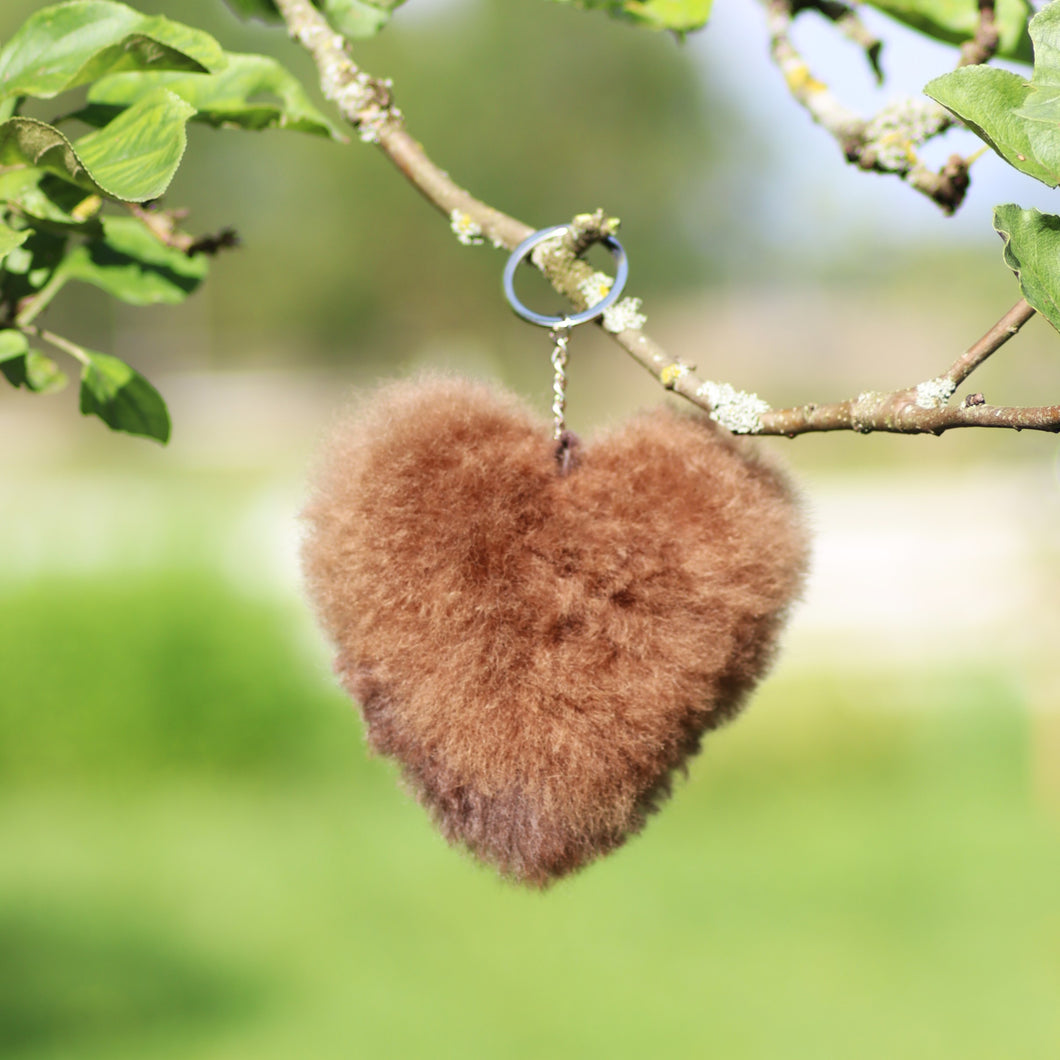 Heart-shaped alpaca leather keychain