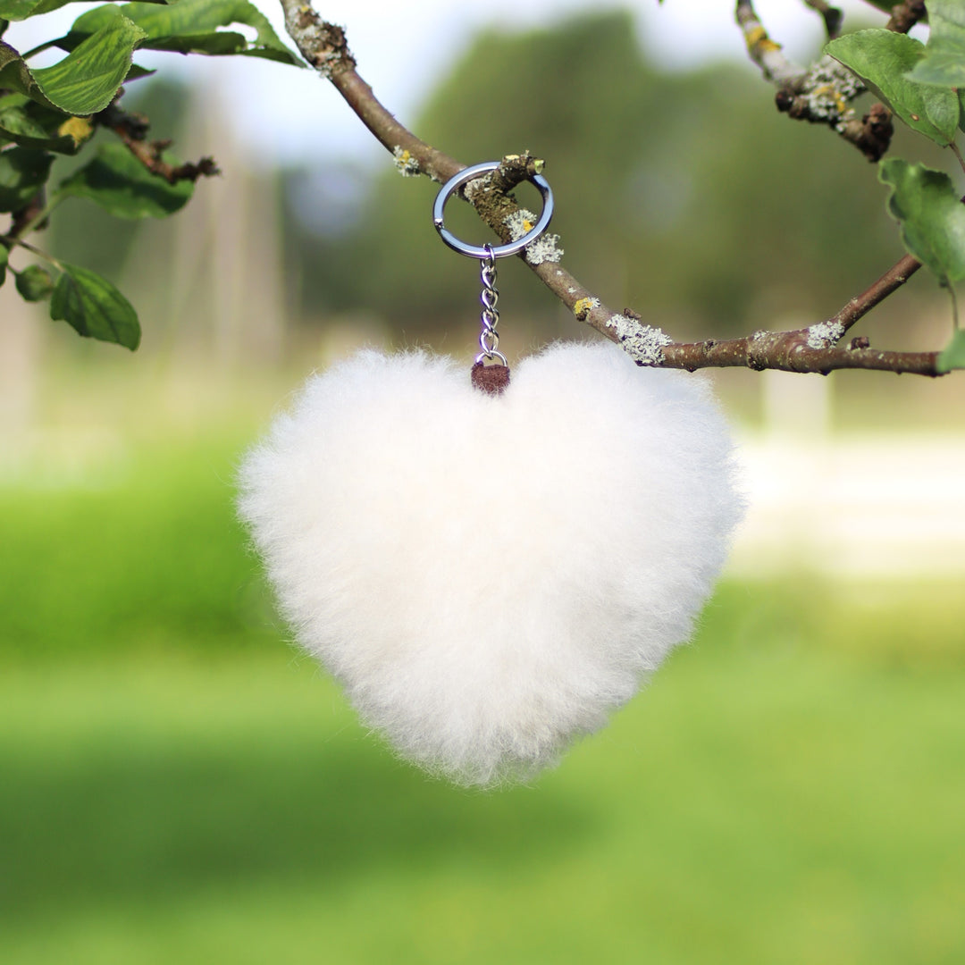 Heart-shaped alpaca leather keychain