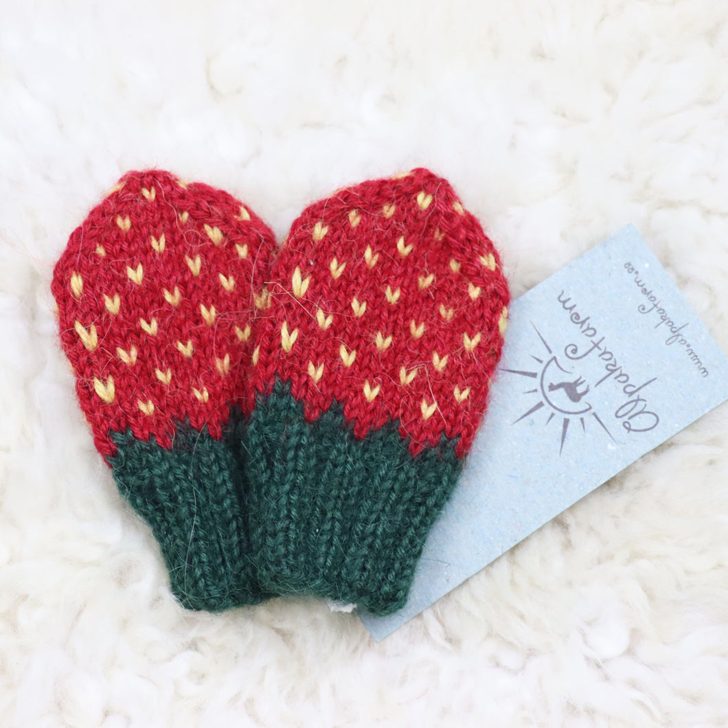 Strawberry themed mittens for baby