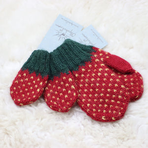 Strawberry themed mittens for baby