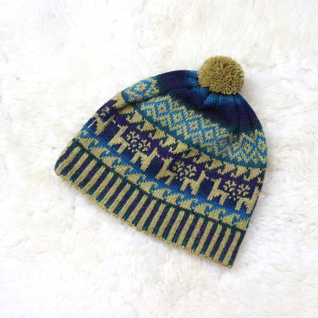 Colorful pom-pom hat