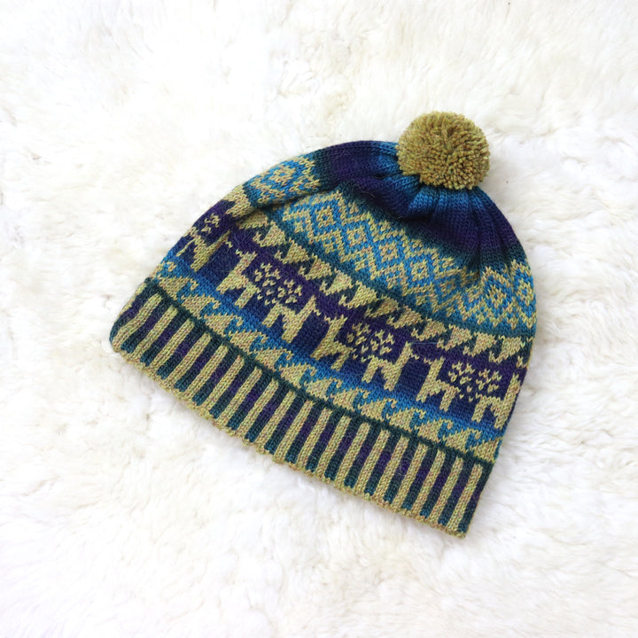 Colorful pom-pom hat