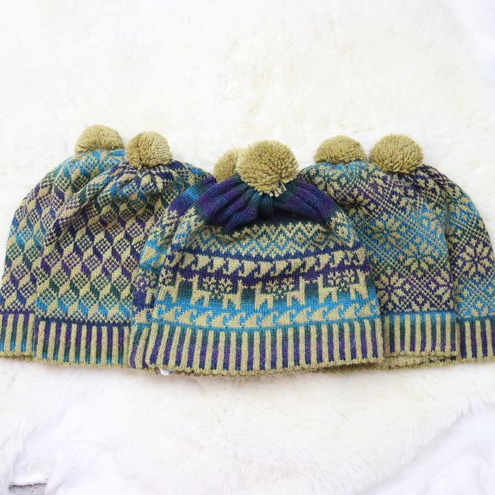 Colorful pom-pom hat
