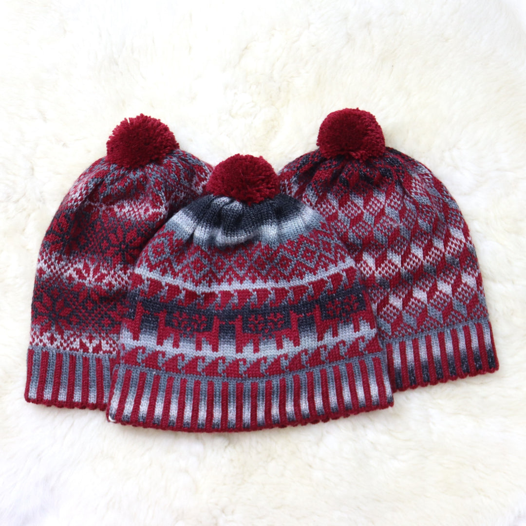 Colorful pom-pom hat