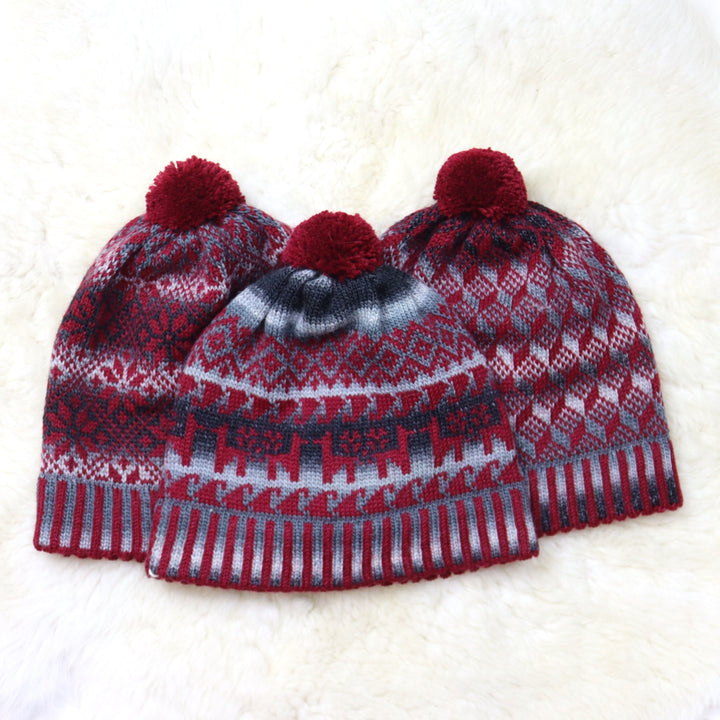 Colorful pom-pom hat