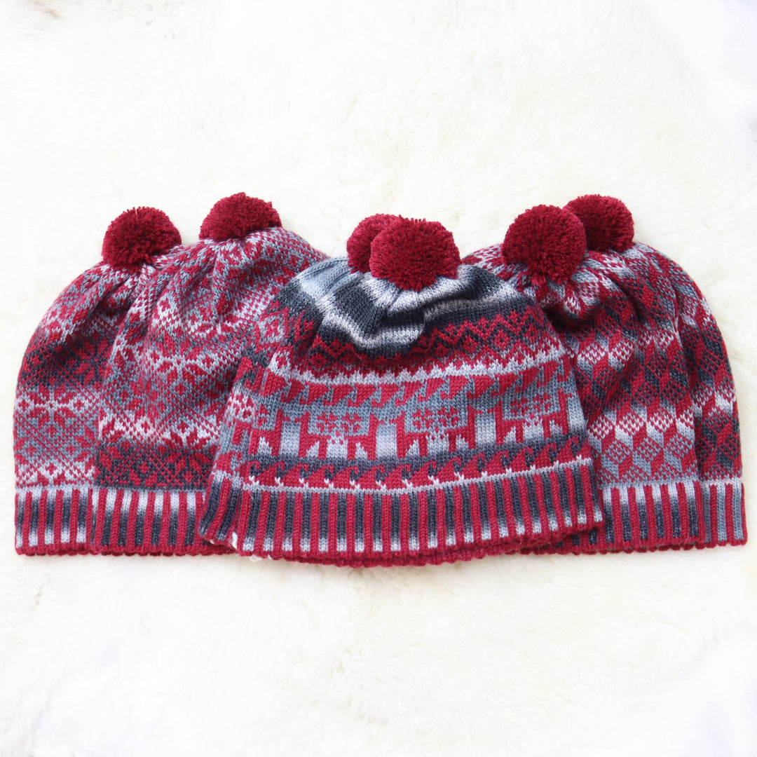 Colorful pom-pom hat