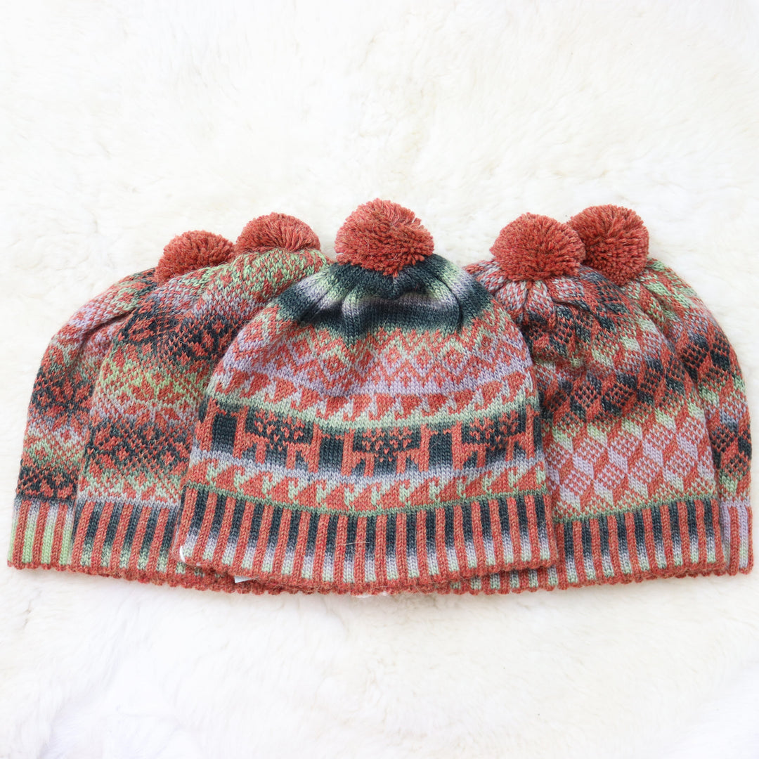 Colorful pom-pom hat