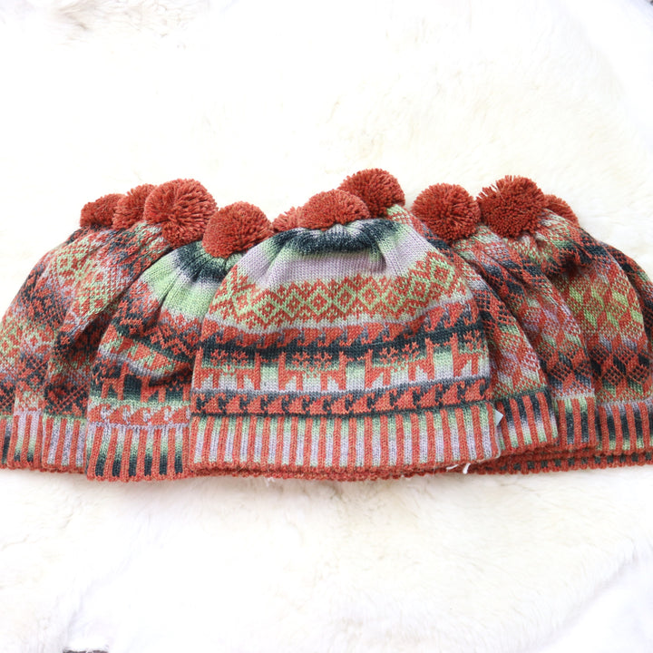 Colorful pom-pom hat
