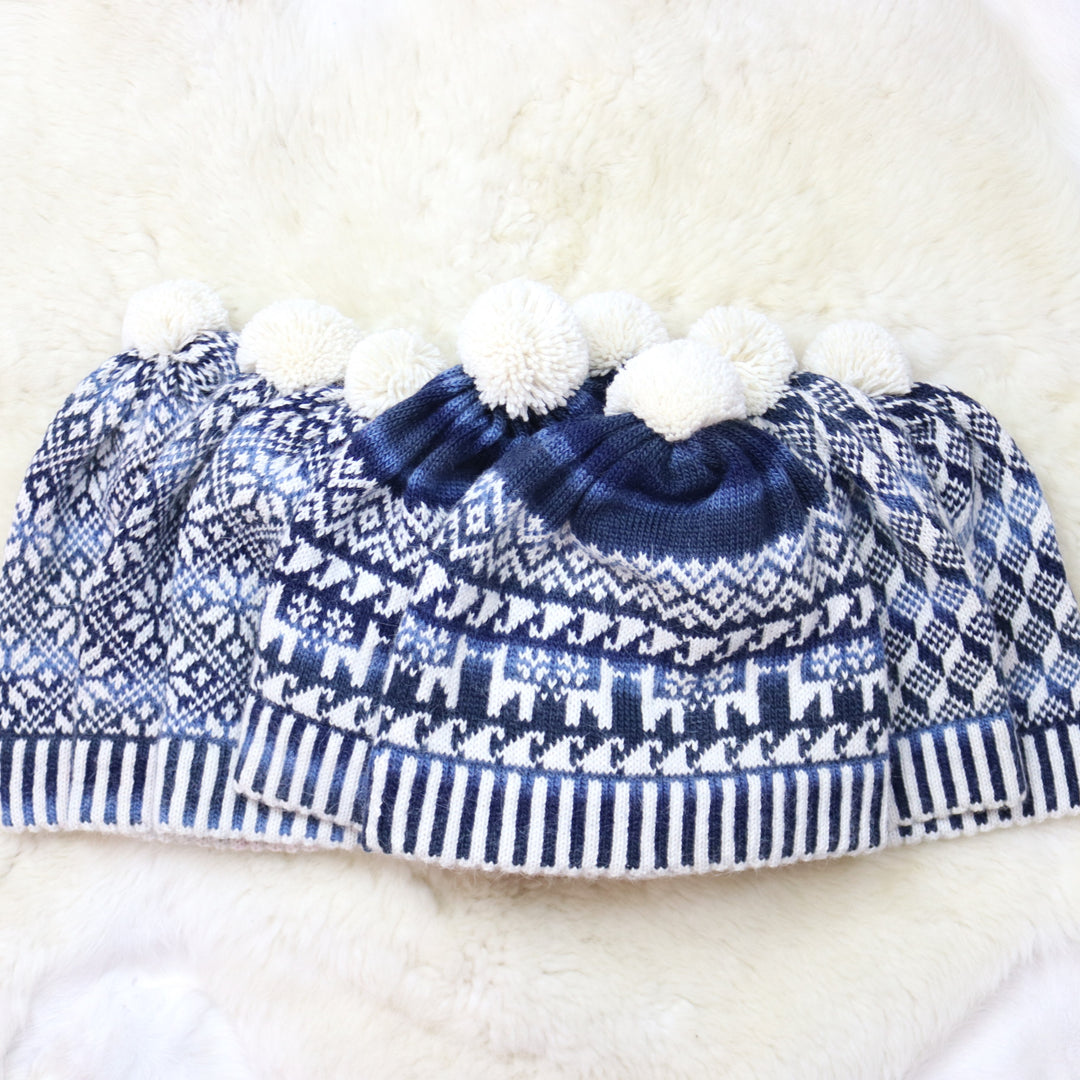 Colorful pom-pom hat