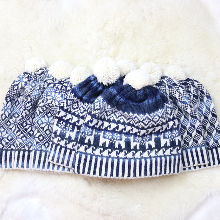 Colorful pom-pom hat