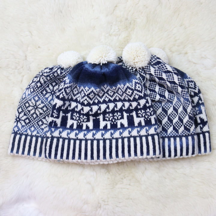 Colorful pom-pom hat