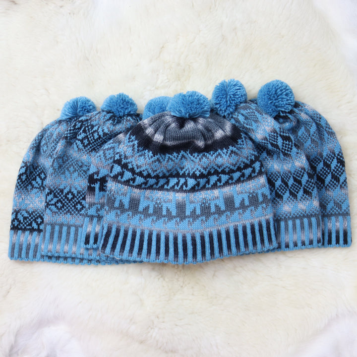 Colorful pom-pom hat