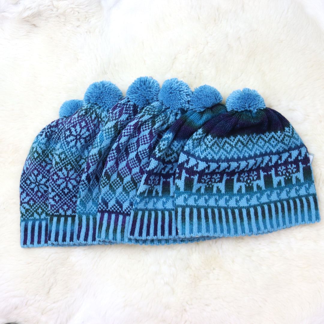 Colorful pom-pom hat