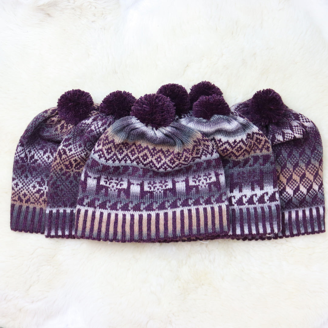 Colorful pom-pom hat