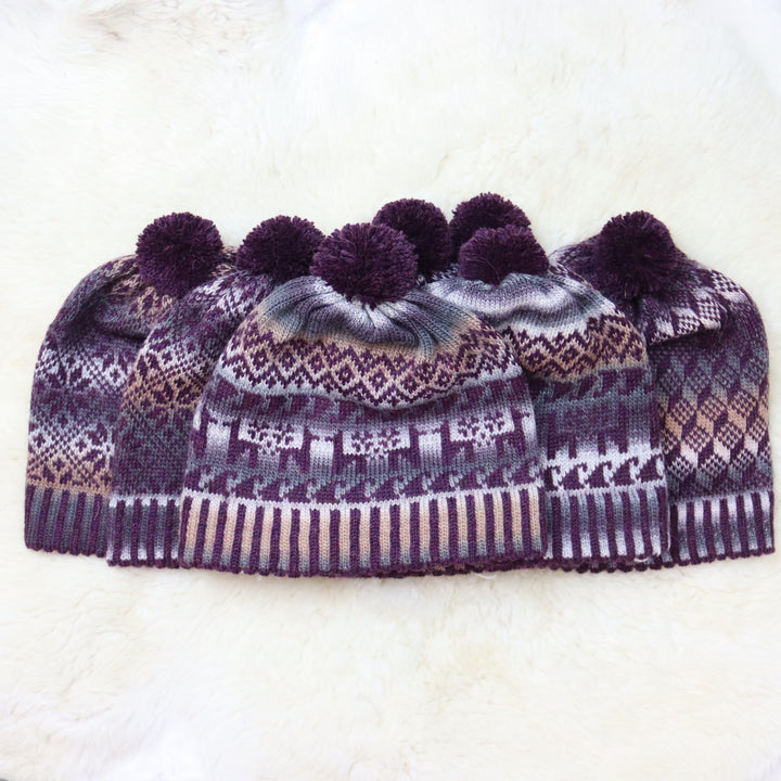Colorful pom-pom hat