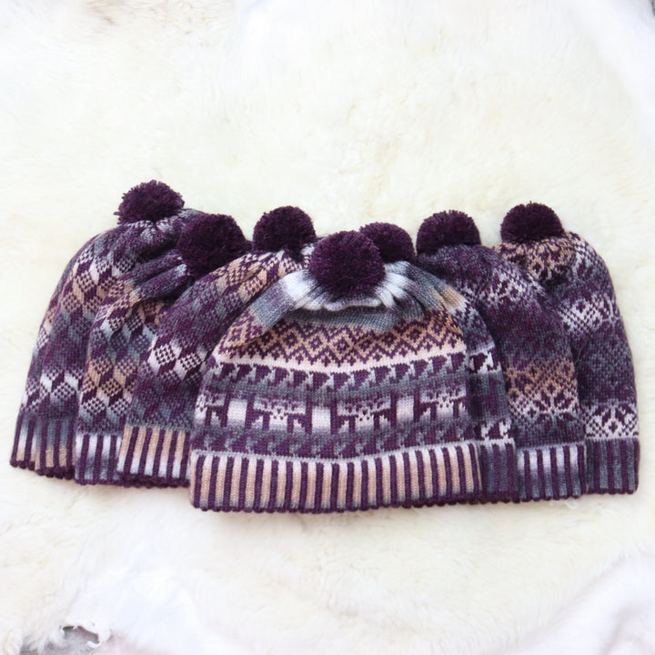 Colorful pom-pom hat