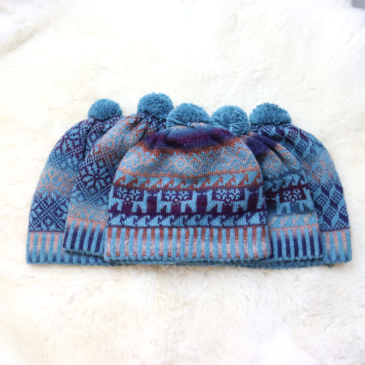 Colorful pom-pom hat