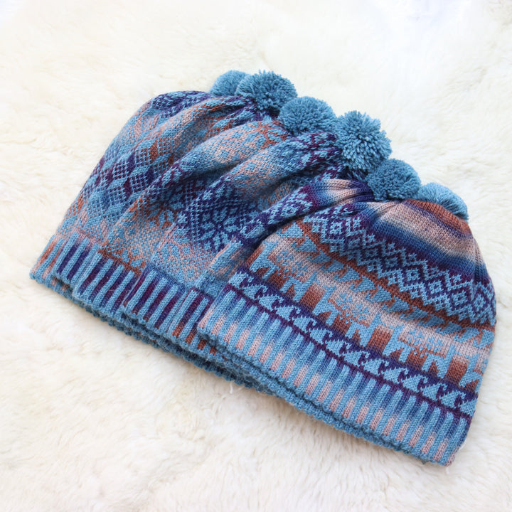 Colorful pom-pom hat