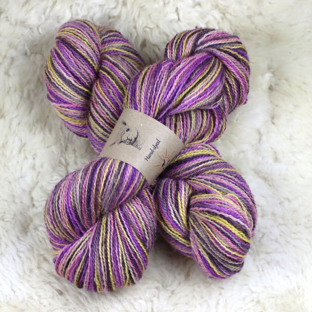 Hand dyed 100% alpaca lace yarn
