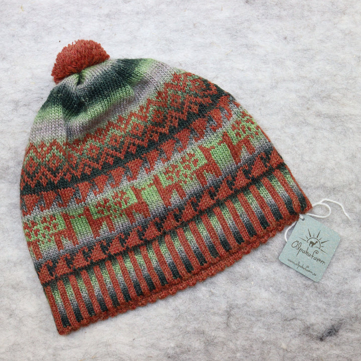 Patterned pom-pom hat