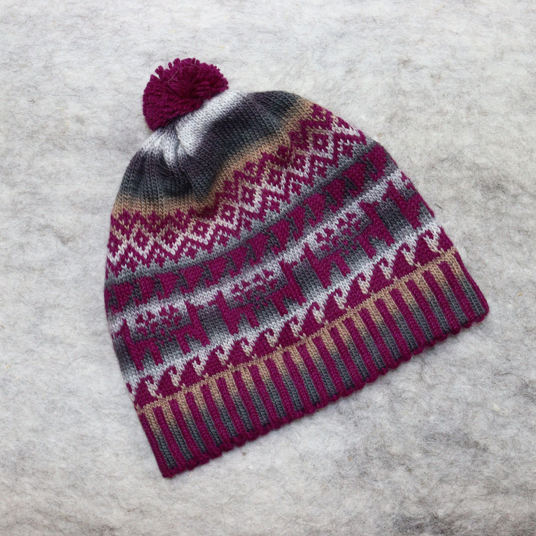 Patterned pom-pom hat