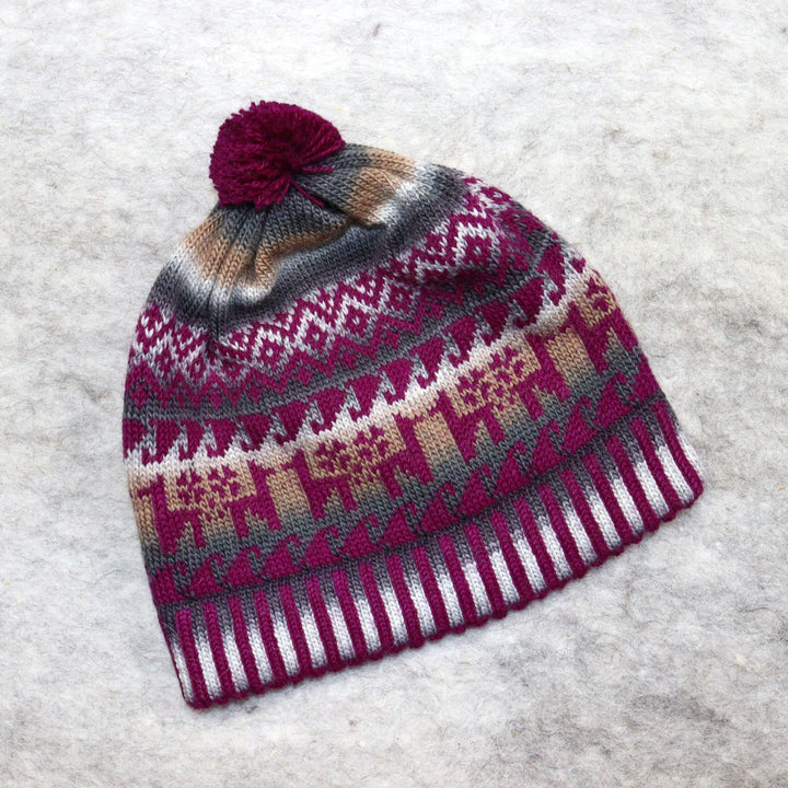 Patterned pom-pom hat