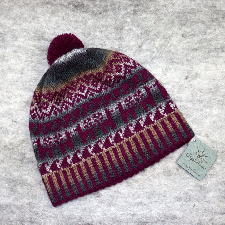 Patterned pom-pom hat