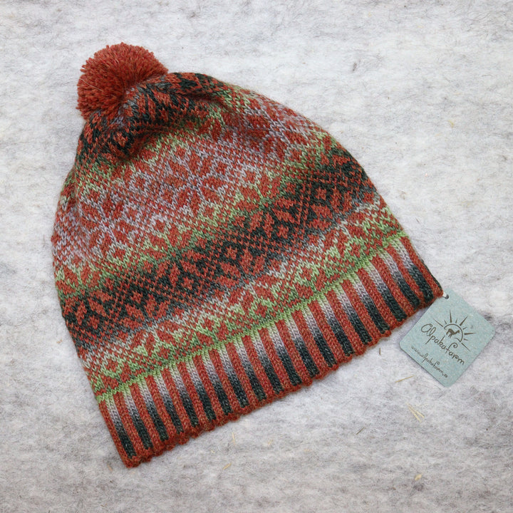 Patterned pom-pom hat