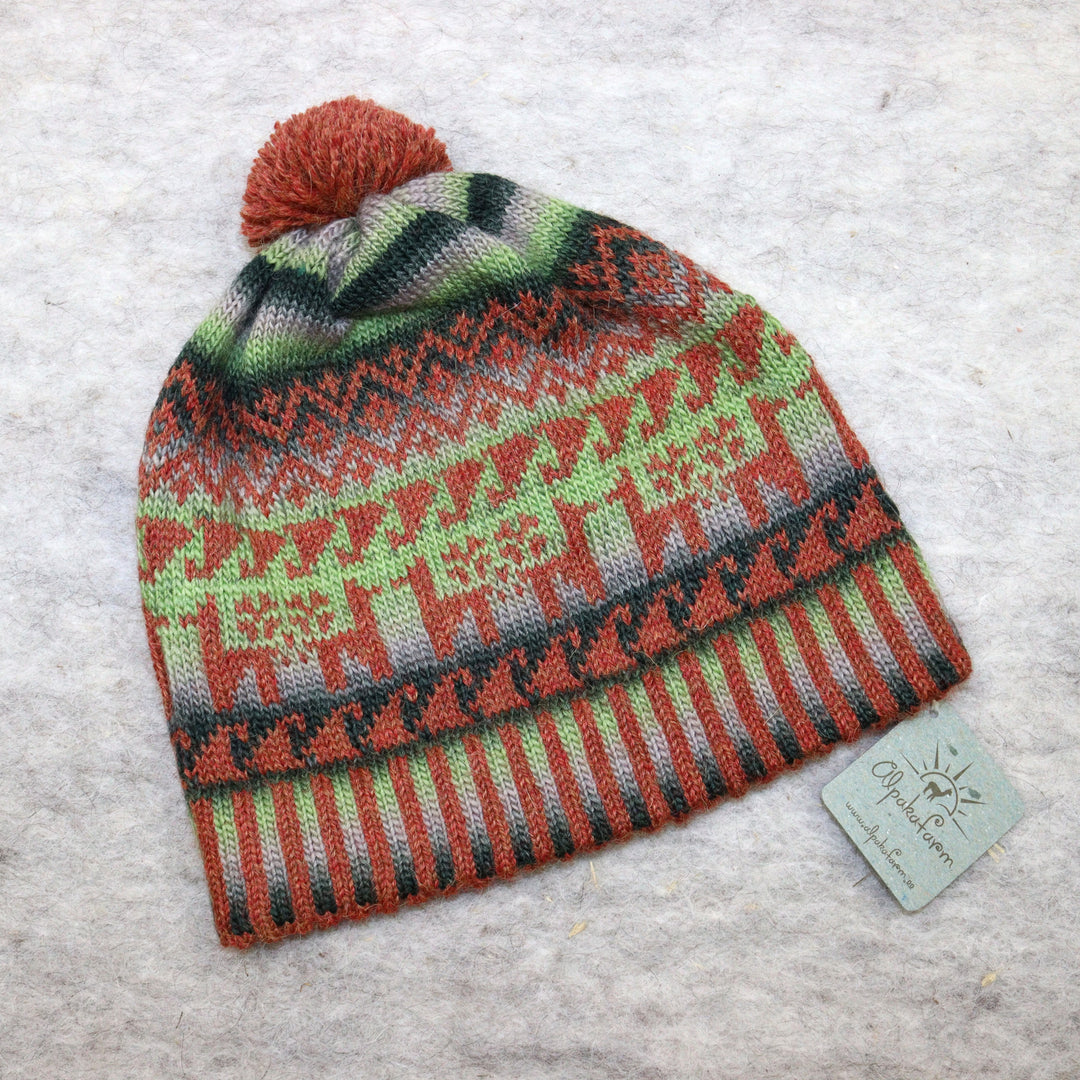 Patterned pom-pom hat