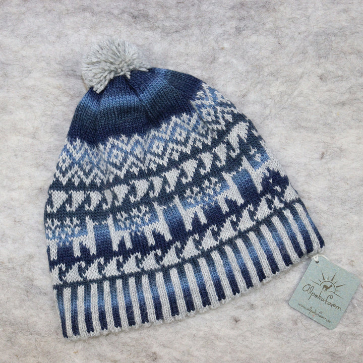 Patterned pom-pom hat