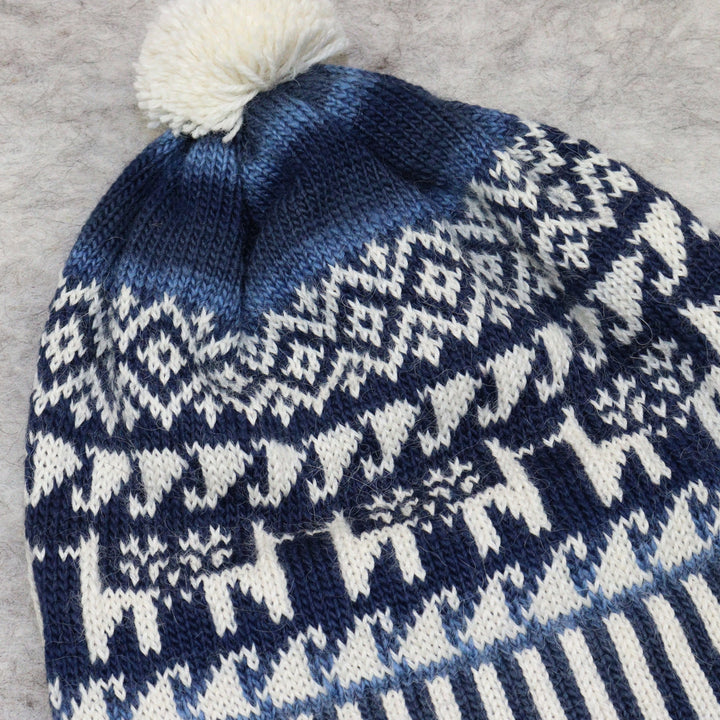 Patterned pom-pom hat