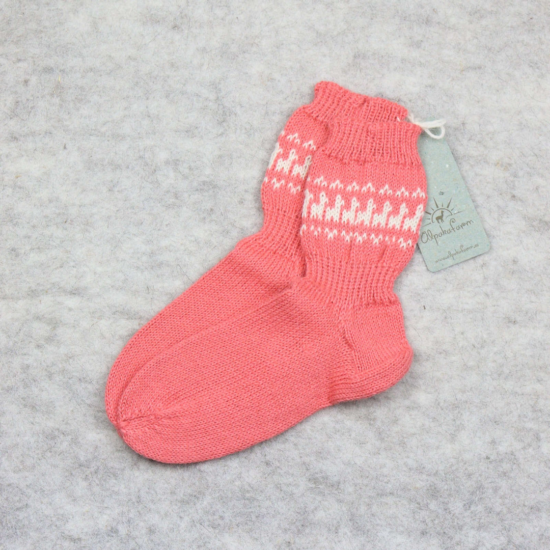 vanaroosad alpakavillased laste sokid